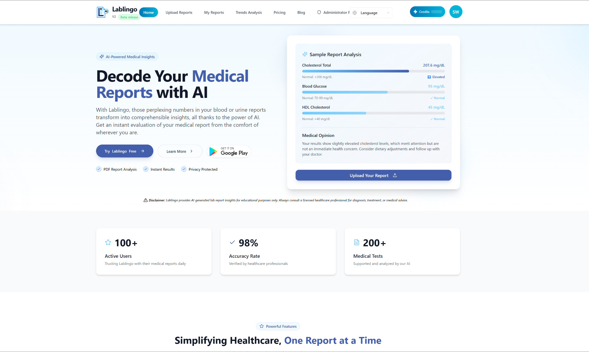 Lablingo — AI medical lab report interpretation